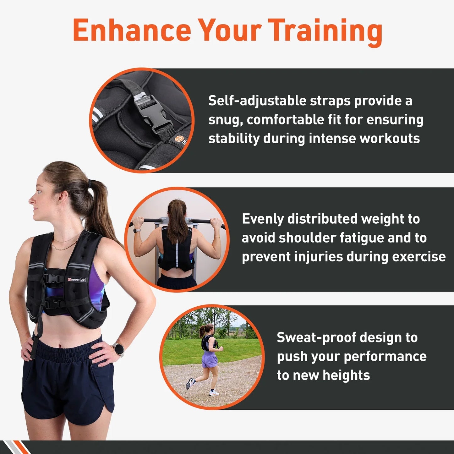 Weighted Vest, 15 Lb. - Adjustable Fitness Vest for Strength Training, Running, Walking, and Endurance Workouts