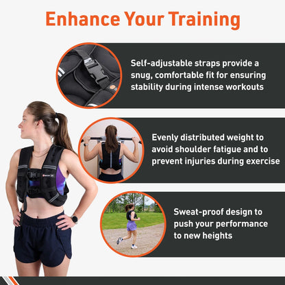 Weighted Vest, 15 Lb. - Adjustable Fitness Vest for Strength Training, Running, Walking, and Endurance Workouts