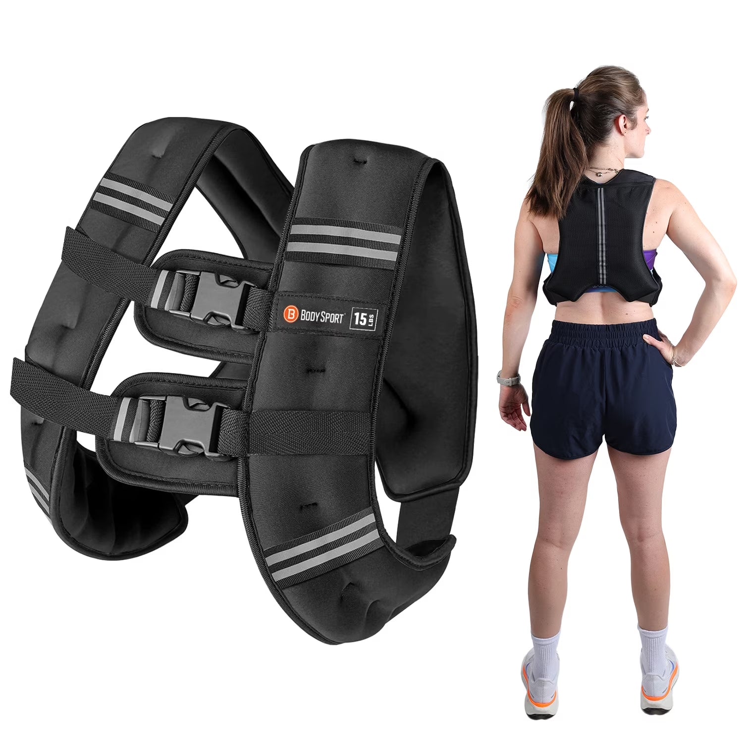 Weighted Vest, 15 Lb. - Adjustable Fitness Vest for Strength Training, Running, Walking, and Endurance Workouts